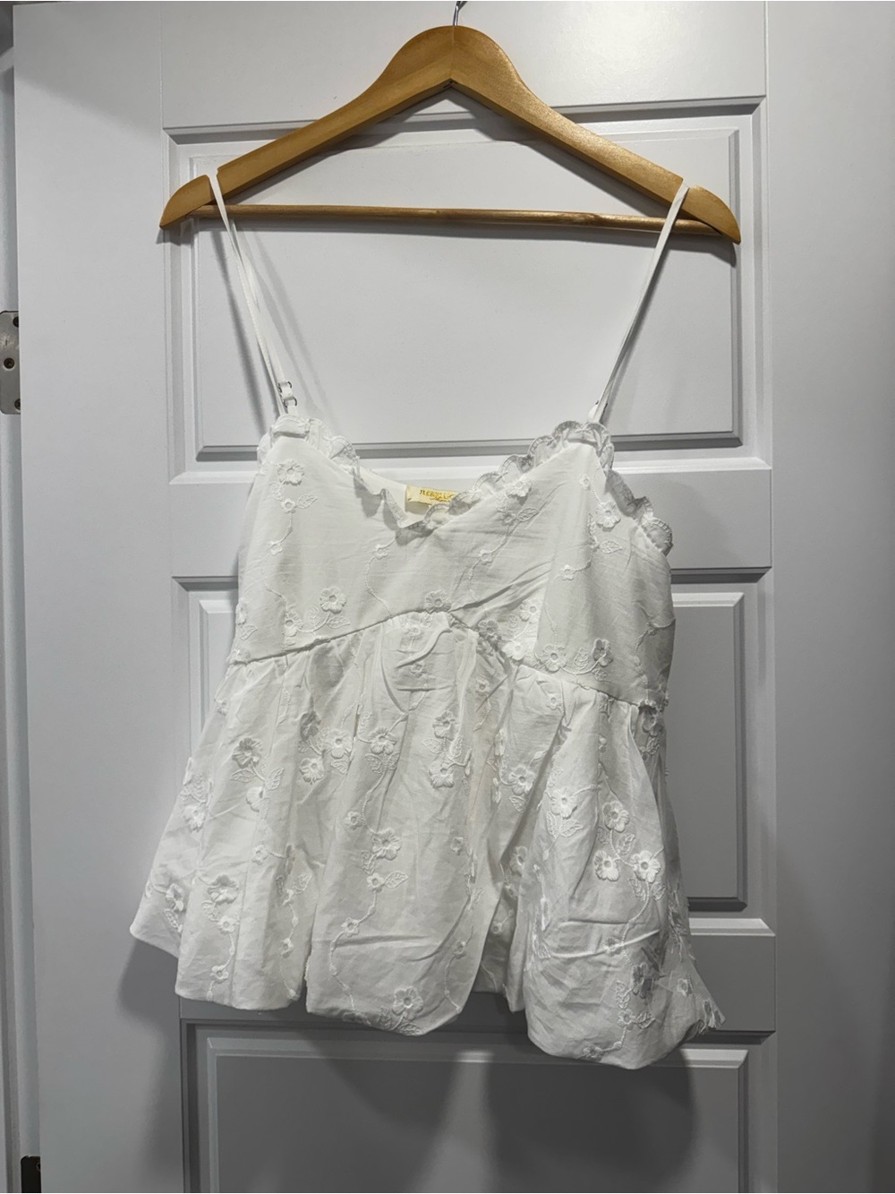 Rebellion- White Floral Eyelet Camisole Top